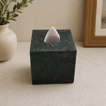 Handcrafted Green Marble Tissue Box Holder | Luxury Stone Bathroom & Table Decor