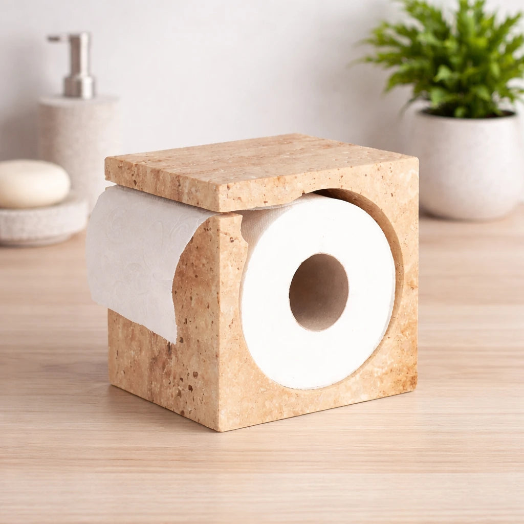 Travertine Stone Toilet Paper Holder