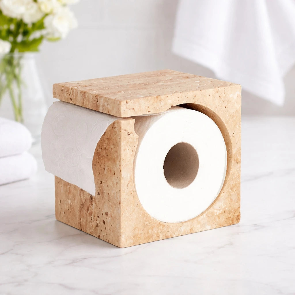 Travertine Stone Toilet Paper Holder