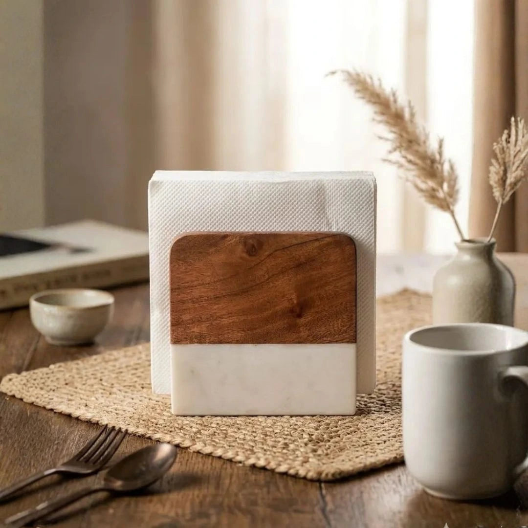 Modern Marble Napkin Stand | Natural Stone Table Décor | Elegant Home & Restaurant Accessory