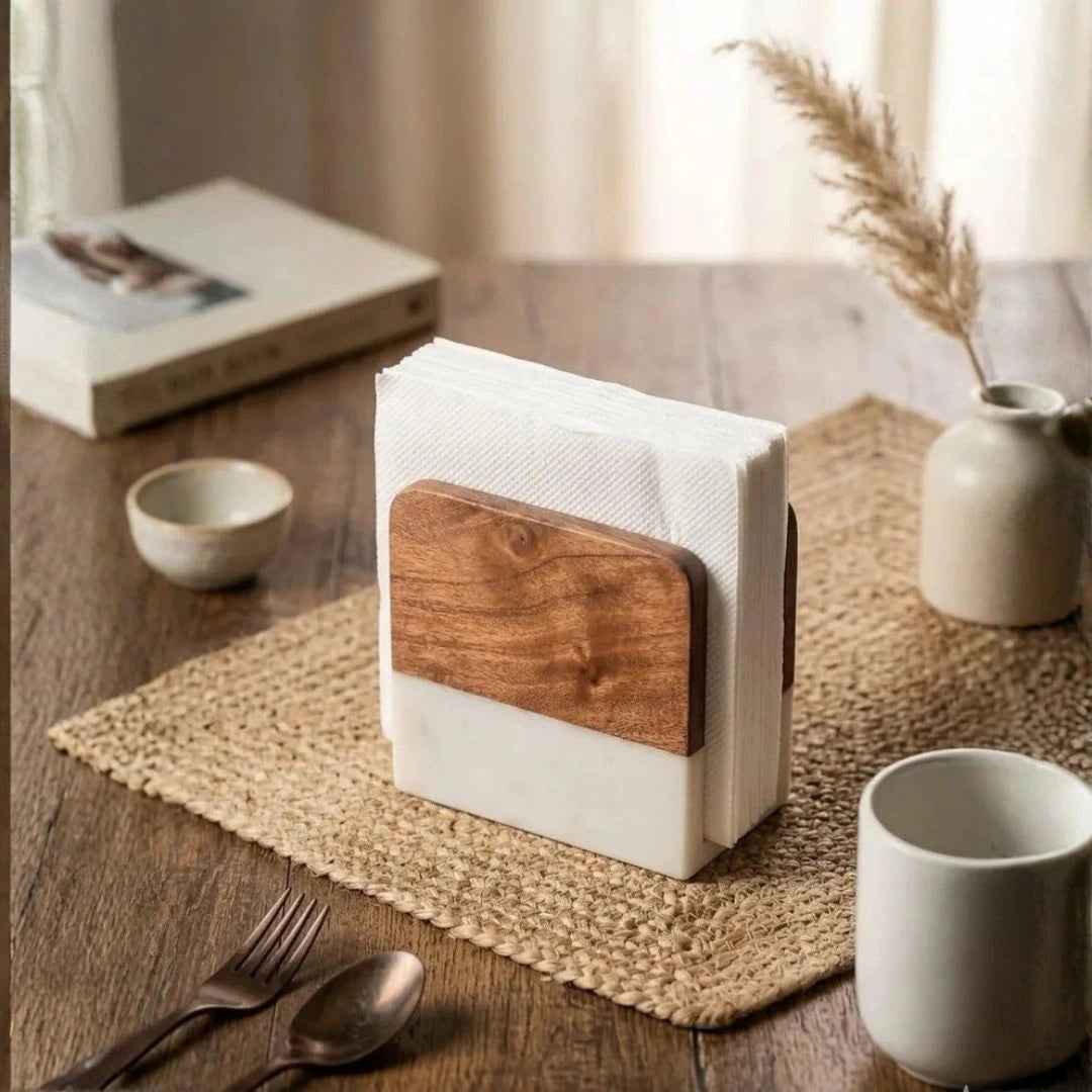 Modern Marble Napkin Stand | Natural Stone Table Décor | Elegant Home & Restaurant Accessory