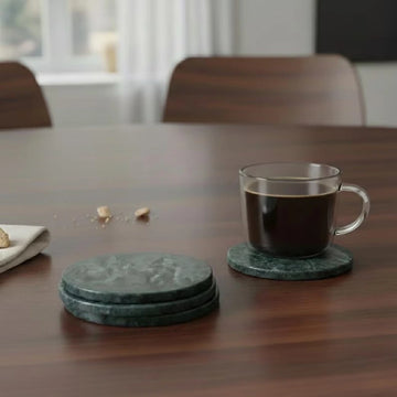 Handmade Green Marble Coaster Set | Vintage Elegant Drink Coasters